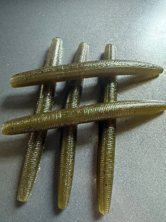 4" Stick Worm Green Pumpkin